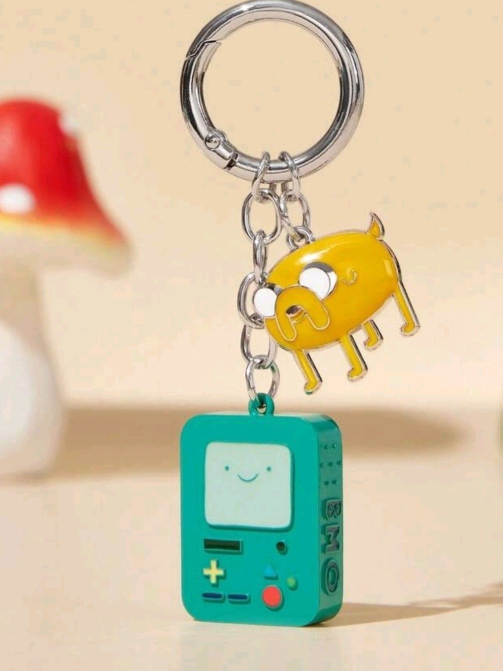 Adventure Time Cartoon Teal & Yellow Game Console Keychain